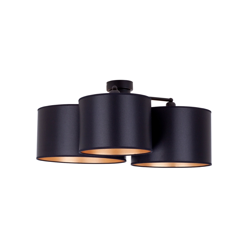 Duolla - Nadgradni lestenec ROLLER TRIO SHINY 3xE27/15W/230V črna/zlata