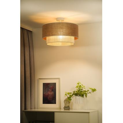 Duolla - Nadgradni lestenec YUTE BOHO 3xE27/15W/230V pr. 60 cm rjava/krem barva