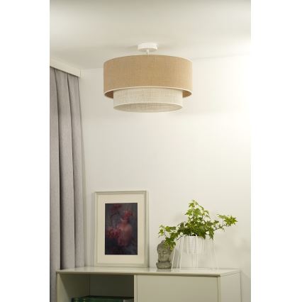 Duolla - Nadgradni lestenec YUTE BOHO 3xE27/15W/230V pr. 60 cm rjava/krem barva