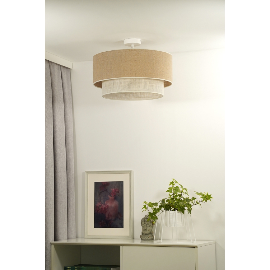 Duolla - Nadgradni lestenec YUTE BOHO 3xE27/15W/230V pr. 60 cm rjava/krem barva