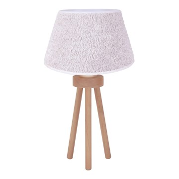 Duolla - Namizna svetilka BOUCLE 1xE27/15W/230V pr. 28 cm bela/les