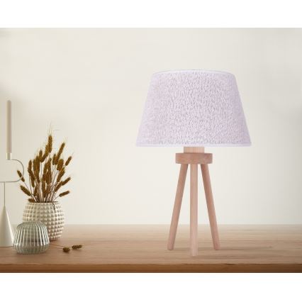 Duolla - Namizna svetilka BOUCLE 1xE27/15W/230V pr. 28 cm bela/les