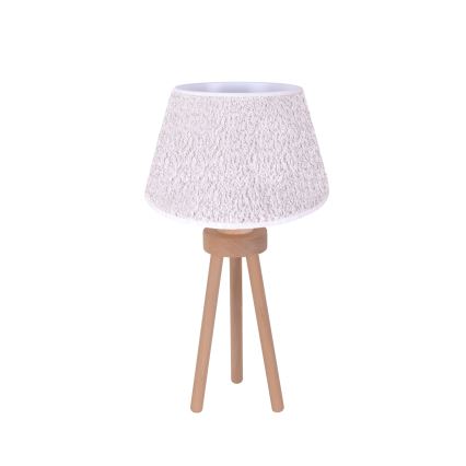 Duolla - Namizna svetilka BOUCLE 1xE27/15W/230V pr. 28 cm bela/les