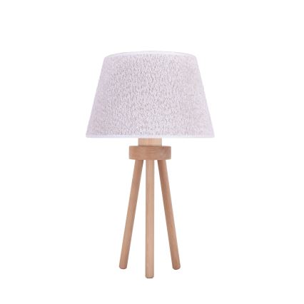 Duolla - Namizna svetilka BOUCLE 1xE27/15W/230V pr. 28 cm bela/les