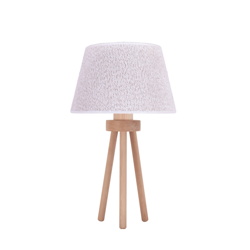 Duolla - Namizna svetilka BOUCLE 1xE27/15W/230V pr. 28 cm bela/les