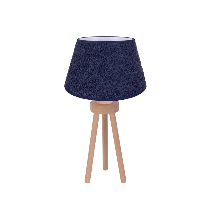 Duolla - Namizna svetilka BOUCLE 1xE27/15W/230V pr. 28 cm modra/les