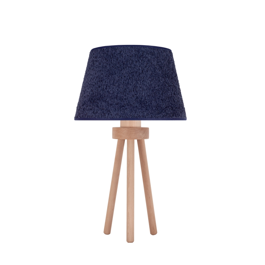 Duolla - Namizna svetilka BOUCLE 1xE27/15W/230V pr. 28 cm modra/les