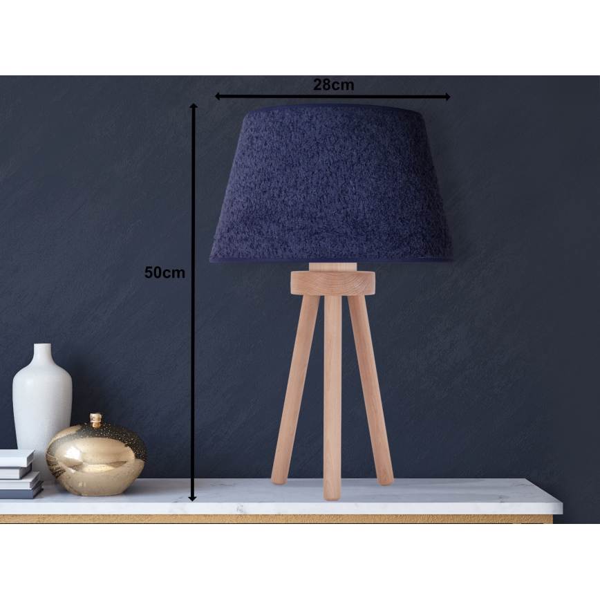 Duolla - Namizna svetilka BOUCLE 1xE27/15W/230V pr. 28 cm modra/les