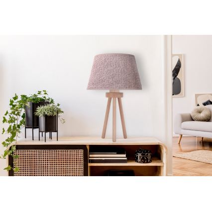 Duolla - Namizna svetilka BOUCLE 1xE27/15W/230V pr. 28 cm rjava/les
