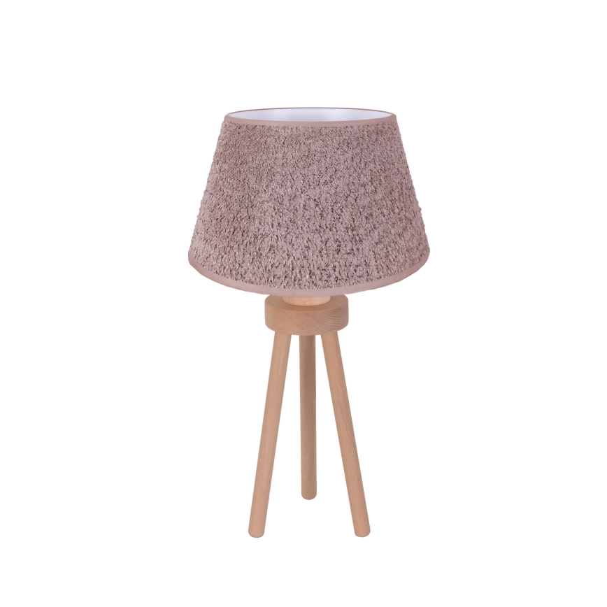 Duolla - Namizna svetilka BOUCLE 1xE27/15W/230V pr. 28 cm rjava/les