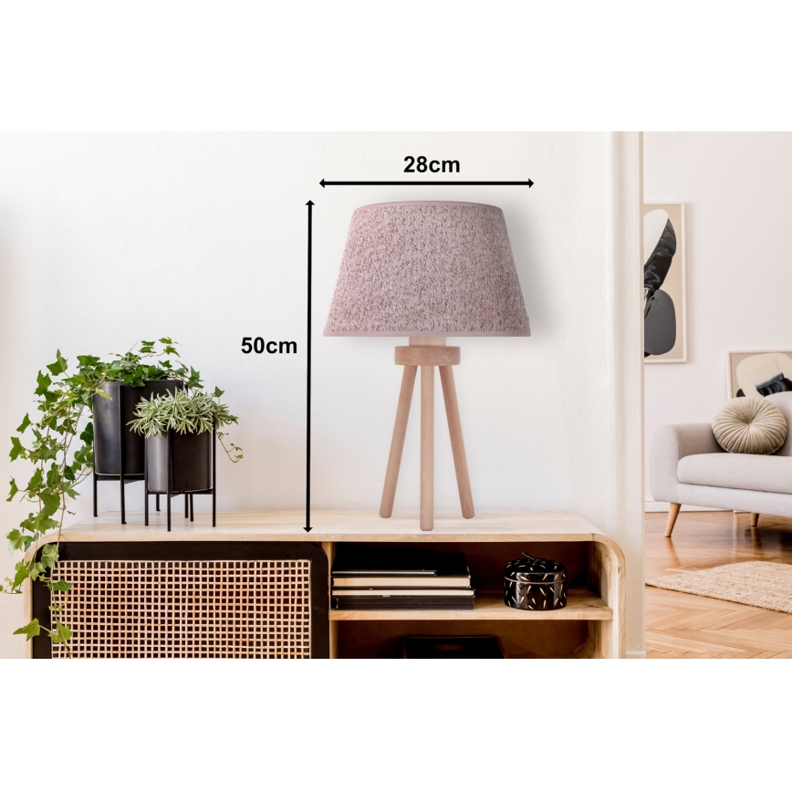 Duolla - Namizna svetilka BOUCLE 1xE27/15W/230V pr. 28 cm rjava/les