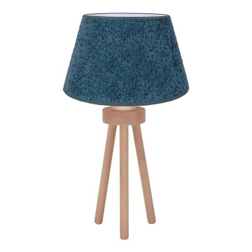 Duolla - Namizna svetilka BOUCLE 1xE27/15W/230V pr. 28 cm turkizna/les
