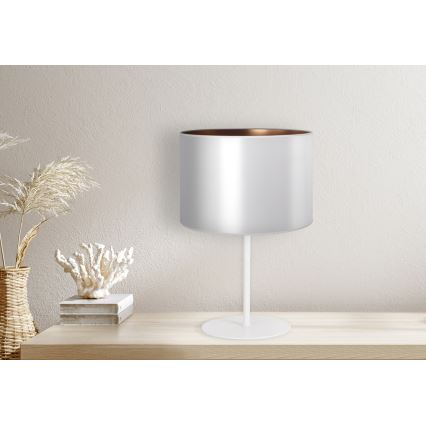 Duolla - Namizna svetilka CANNES 1xE14/15W/230V pr. 20 cm srebrna/baker/bela