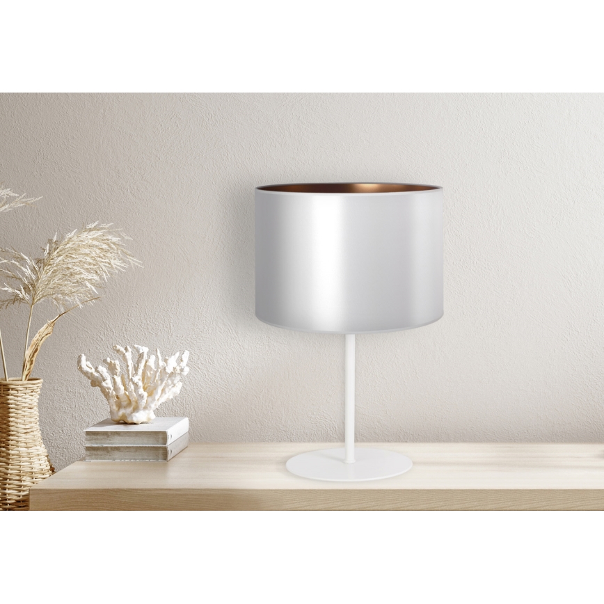 Duolla - Namizna svetilka CANNES 1xE14/15W/230V pr. 20 cm srebrna/baker/bela