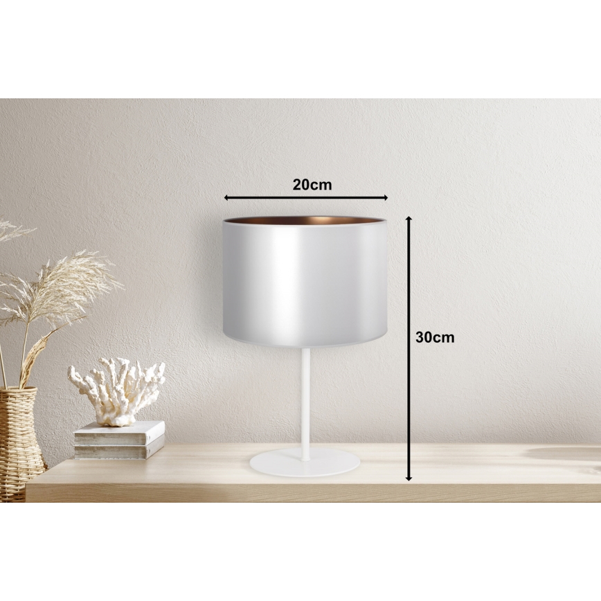 Duolla - Namizna svetilka CANNES 1xE14/15W/230V pr. 20 cm srebrna/baker/bela