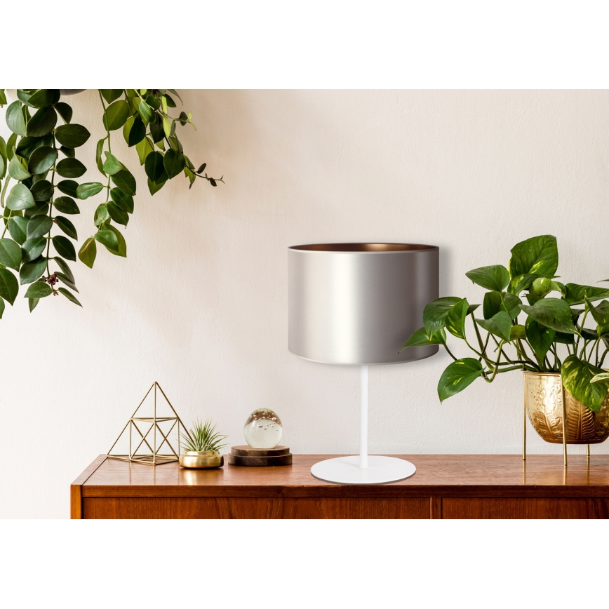 Duolla - Namizna svetilka CANNES 1xE14/15W/230V pr. 20 cm srebrna/baker/bela