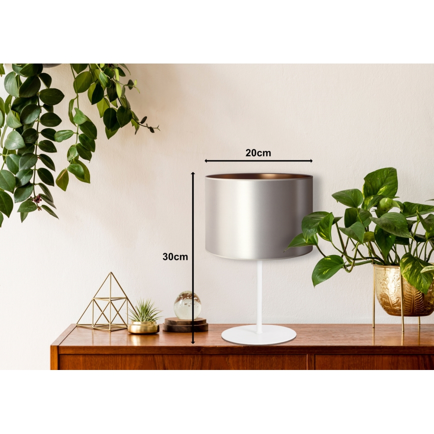 Duolla - Namizna svetilka CANNES 1xE14/15W/230V pr. 20 cm srebrna/baker/bela