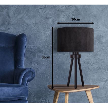 Duolla - Namizna svetilka LYON 1xE27/15W/230V pr. 30 cm črna