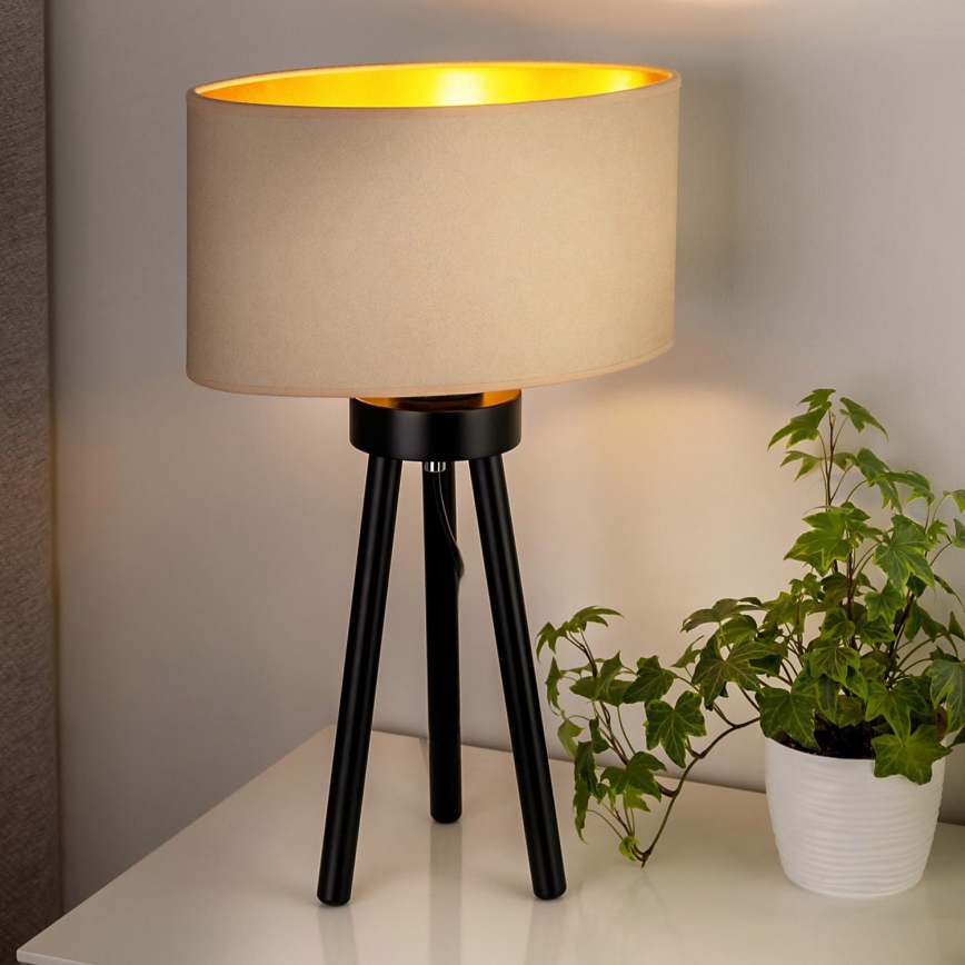 Duolla - Namizna svetilka OVAL VEGAN 1xE27/15W/230V pr. 30 cm krem barva