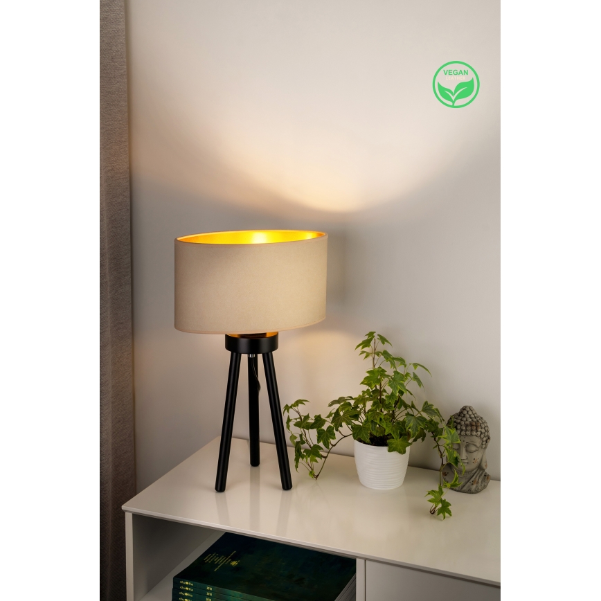 Duolla - Namizna svetilka OVAL VEGAN 1xE27/15W/230V pr. 30 cm krem barva