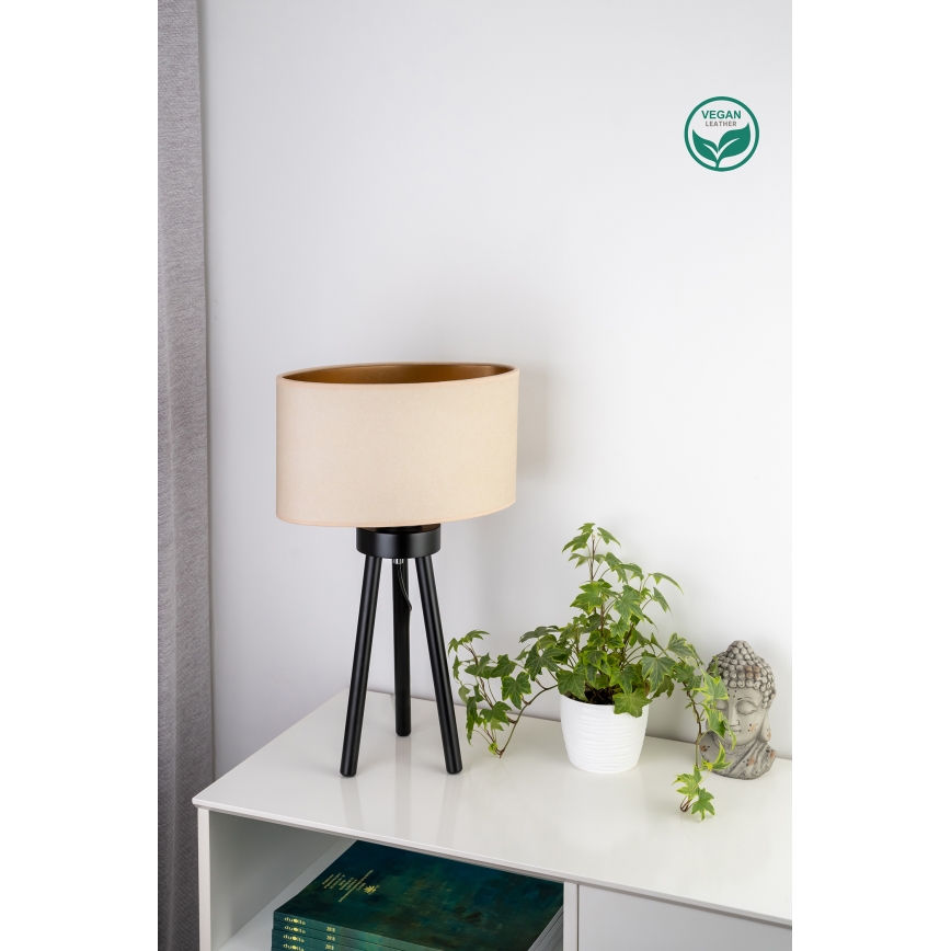 Duolla - Namizna svetilka OVAL VEGAN 1xE27/15W/230V pr. 30 cm krem barva