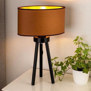 Duolla - Namizna svetilka OVAL VEGAN 1xE27/15W/230V pr. 30 cm rjava