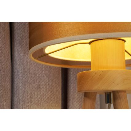 Duolla - Namizna svetilka WOOD BOHO 1xE27/15W/230V pr. 25 cm baker/rjava/bež