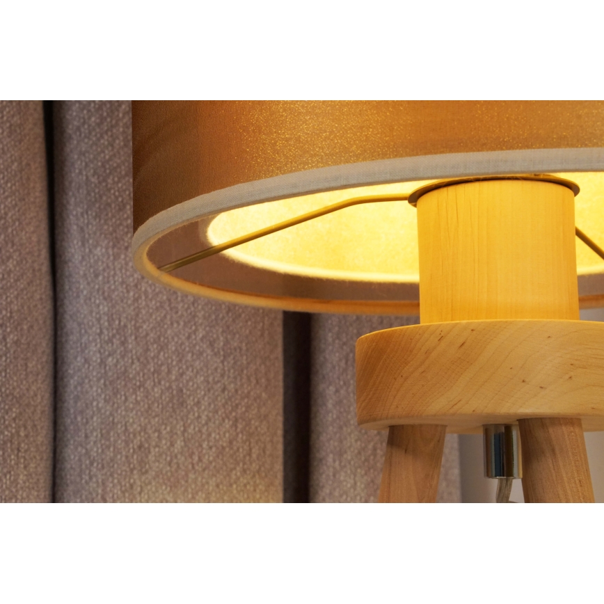 Duolla - Namizna svetilka WOOD BOHO 1xE27/15W/230V pr. 25 cm baker/rjava/bež