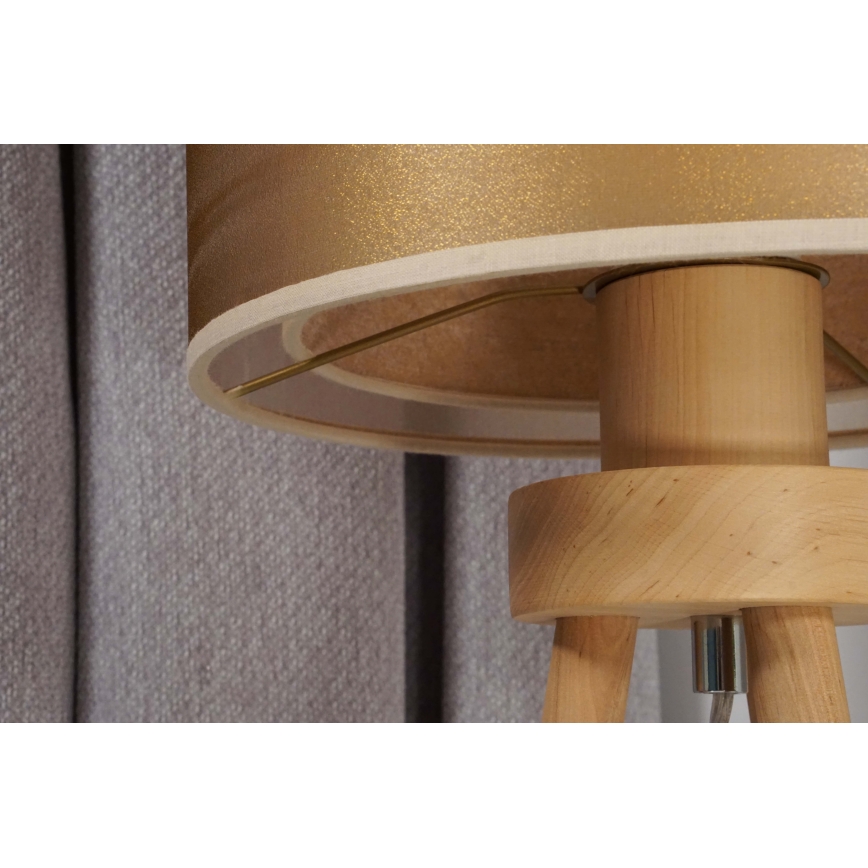Duolla - Namizna svetilka WOOD BOHO 1xE27/15W/230V pr. 25 cm baker/rjava/bež