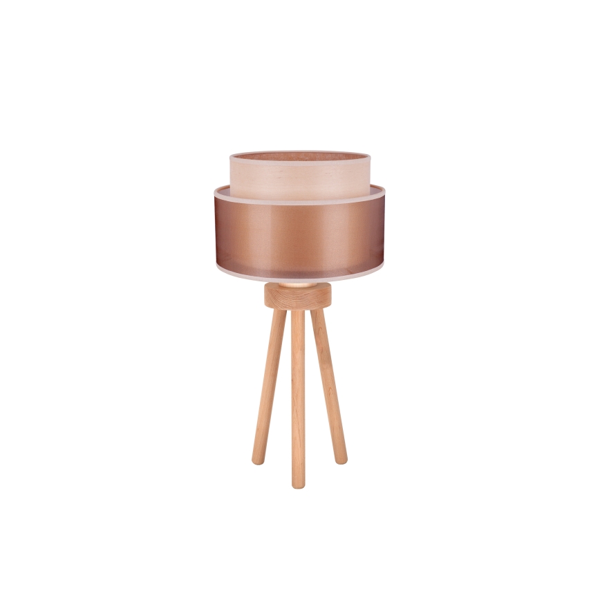 Duolla - Namizna svetilka WOOD BOHO 1xE27/15W/230V pr. 25 cm baker/rjava/bež