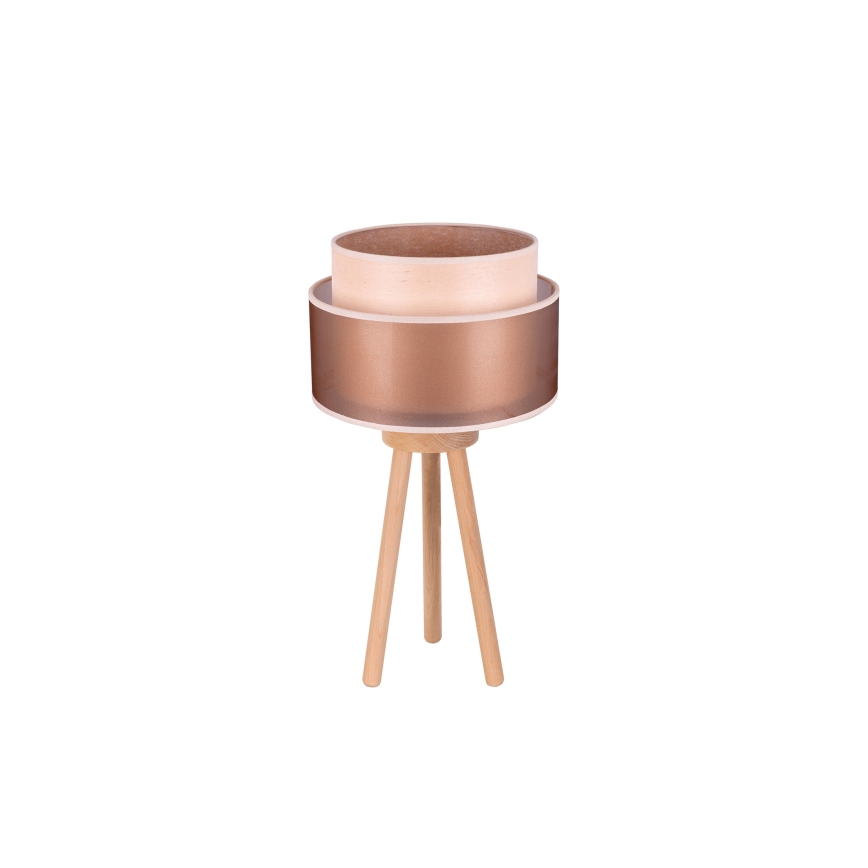 Duolla - Namizna svetilka WOOD BOHO 1xE27/15W/230V pr. 25 cm baker/rjava/bež