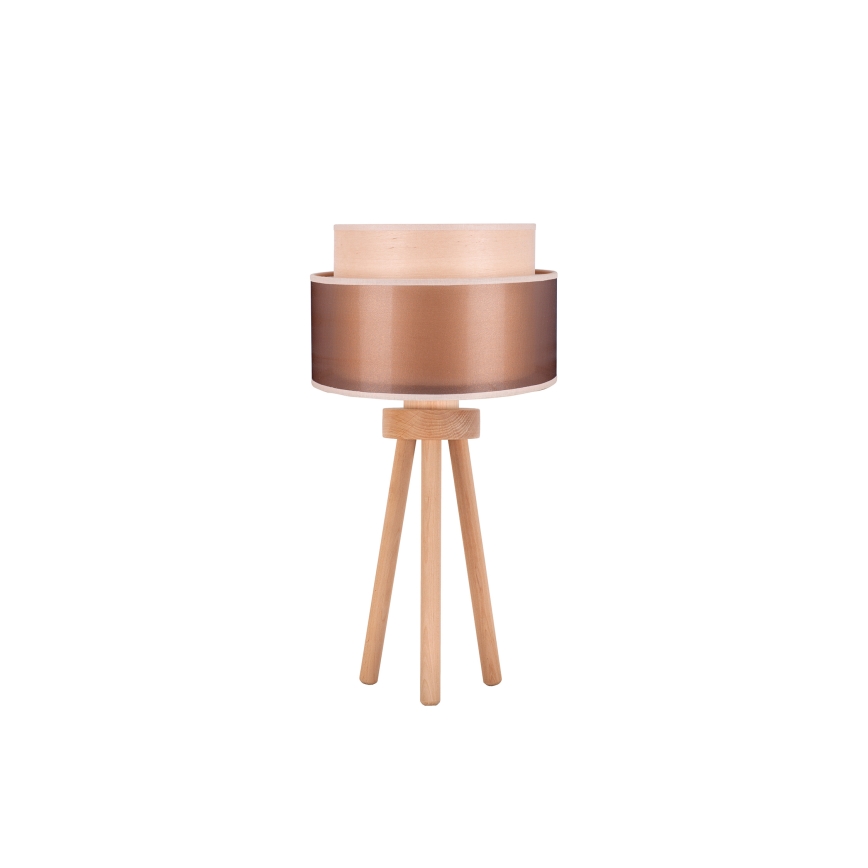 Duolla - Namizna svetilka WOOD BOHO 1xE27/15W/230V pr. 25 cm baker/rjava/bež