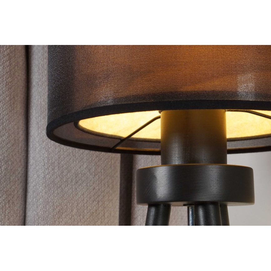 Duolla - Namizna svetilka WOOD BOHO 1xE27/15W/230V pr. 25 cm črna/bež