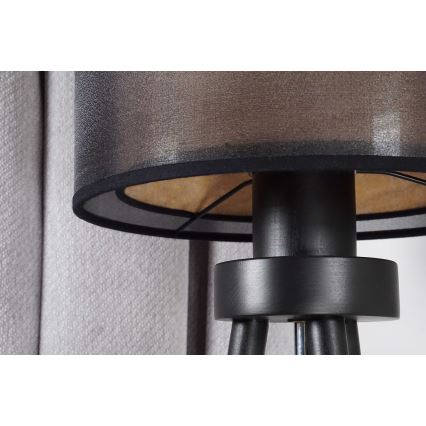 Duolla - Namizna svetilka WOOD BOHO 1xE27/15W/230V pr. 25 cm črna/bež