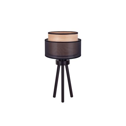 Duolla - Namizna svetilka WOOD BOHO 1xE27/15W/230V pr. 25 cm črna/bež