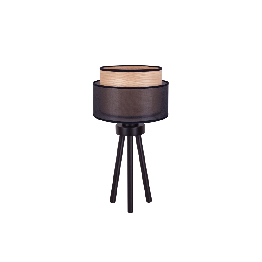 Duolla - Namizna svetilka WOOD BOHO 1xE27/15W/230V pr. 25 cm črna/bež