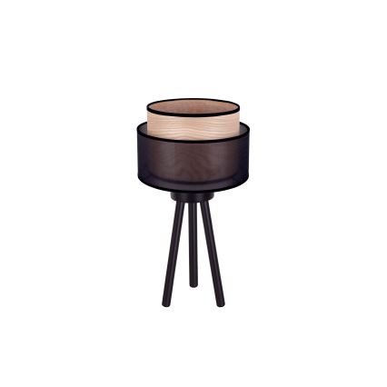 Duolla - Namizna svetilka WOOD BOHO 1xE27/15W/230V pr. 25 cm črna/bež