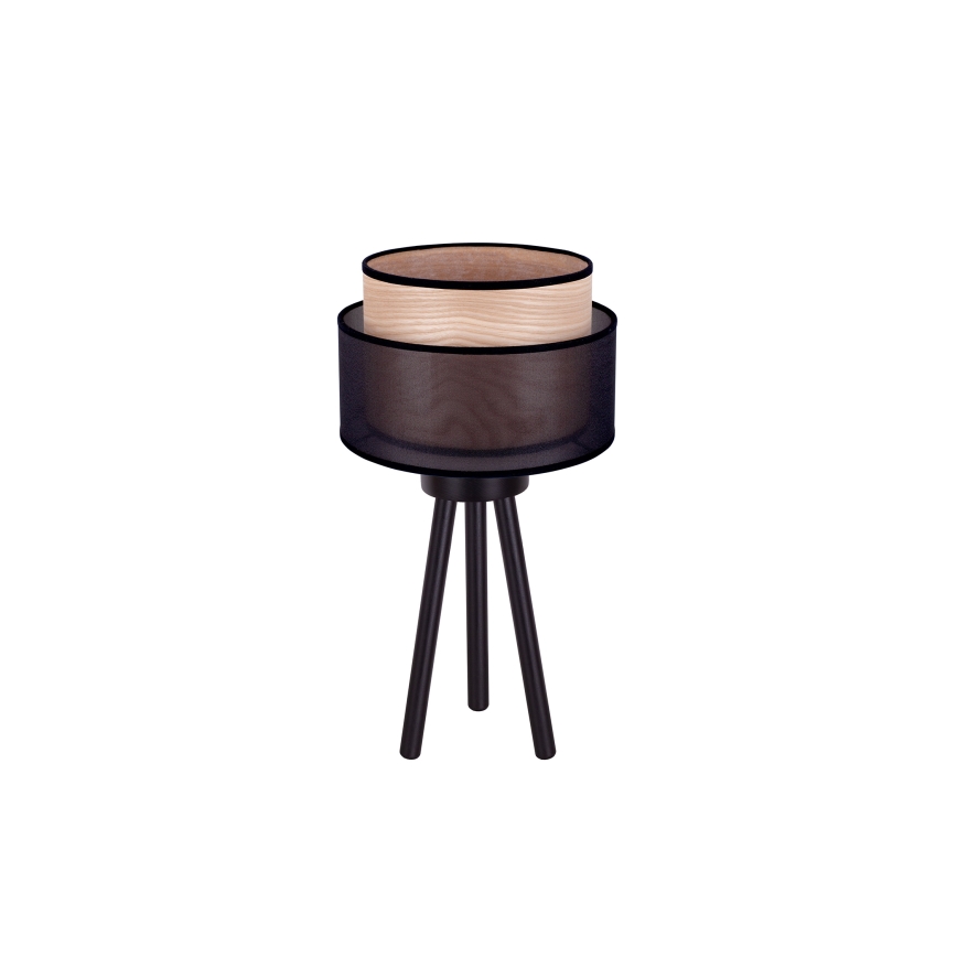 Duolla - Namizna svetilka WOOD BOHO 1xE27/15W/230V pr. 25 cm črna/bež