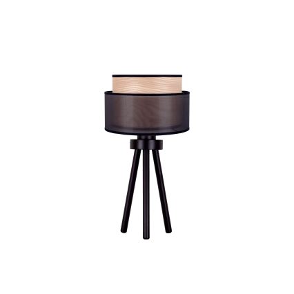 Duolla - Namizna svetilka WOOD BOHO 1xE27/15W/230V pr. 25 cm črna/bež