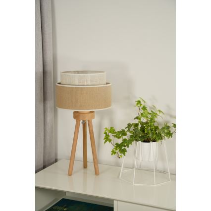 Duolla - Namizna svetilka YUTE BOHO 1xE27/15W/230V pr. 25 cm rjava/krem barva