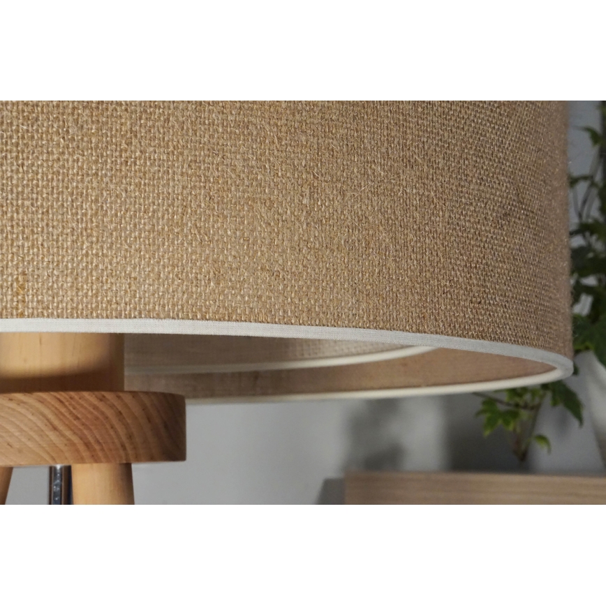 Duolla - Namizna svetilka YUTE BOHO 1xE27/15W/230V pr. 25 cm rjava/krem barva