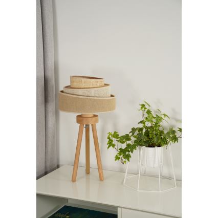 Duolla - Namizna svetilka YUTE TRIO 1xE27/15W/230V pr. 25 cm rjava/siva/bež