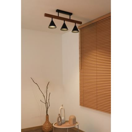 Duolla - Pritrdilni stropni lestenec IRONLINE 3xG9/3W/230V borovina/hrast/črna