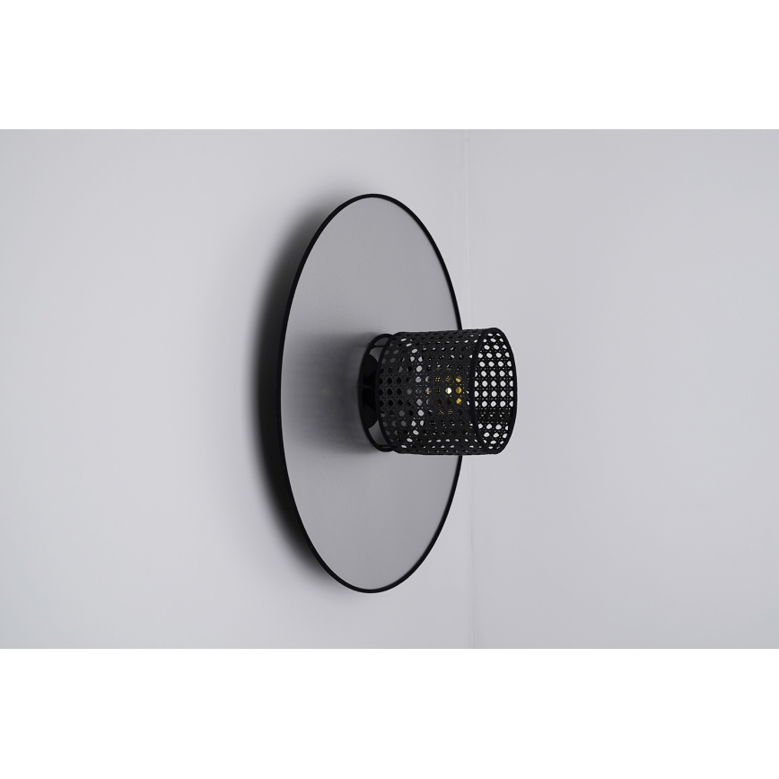 Duolla - Stenska svetilka TOKYO RATTAN 1xE27/15W/230V pr. 50 cm srebrna/črna