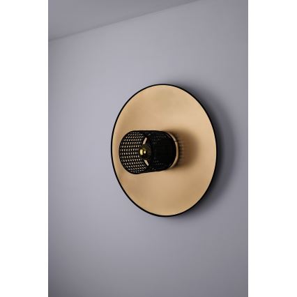 Duolla - Stenska svetilka TOKYO RATTAN 1xE27/15W/230V pr. 50 cm zlata/črna