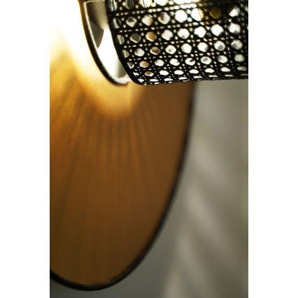 Duolla - Stenska svetilka TOKYO RATTAN 1xE27/15W/230V pr. 50 cm zlata/črna