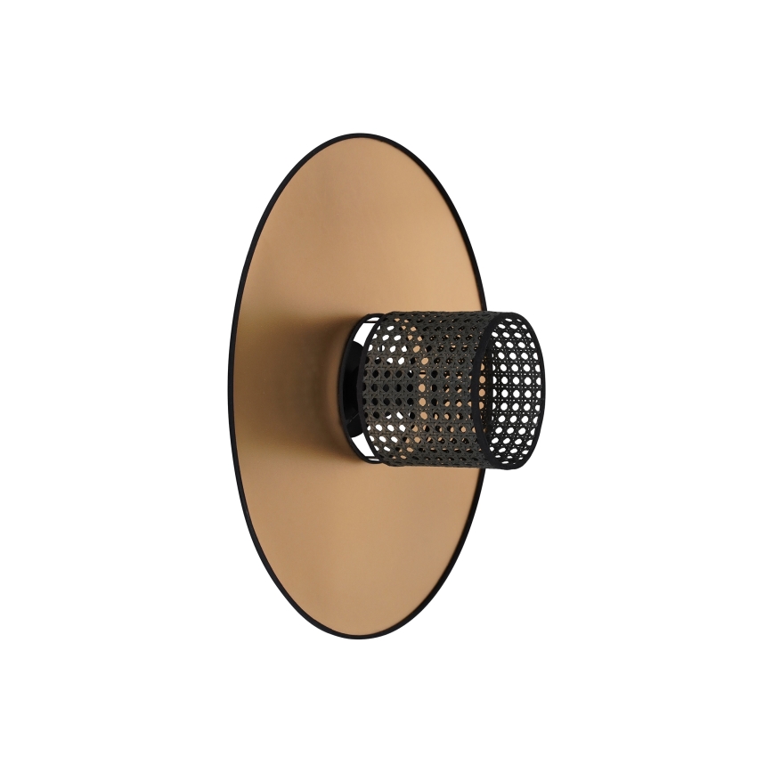 Duolla - Stenska svetilka TOKYO RATTAN 1xE27/15W/230V pr. 50 cm zlata/črna