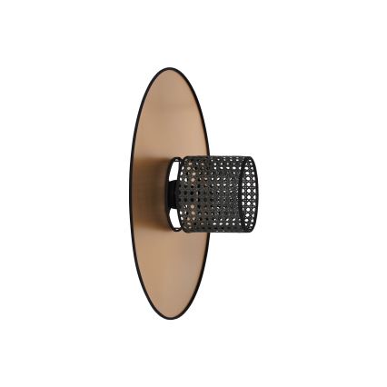 Duolla - Stenska svetilka TOKYO RATTAN 1xE27/15W/230V pr. 50 cm zlata/črna