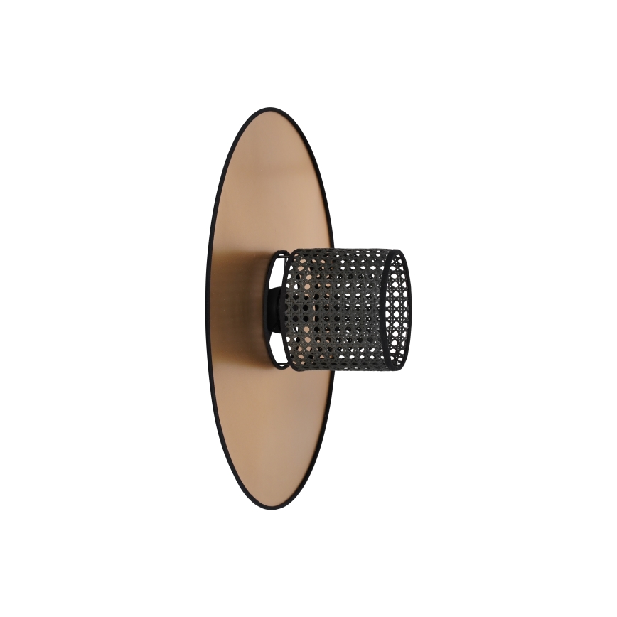 Duolla - Stenska svetilka TOKYO RATTAN 1xE27/15W/230V pr. 50 cm zlata/črna