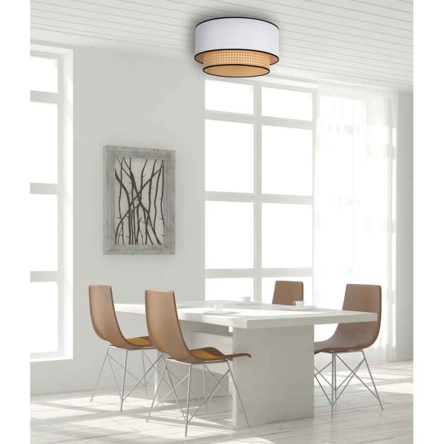 Duolla - Stropna svetilka BOHO 1xE27/15W/230V pr. 45 cm bela/ratan